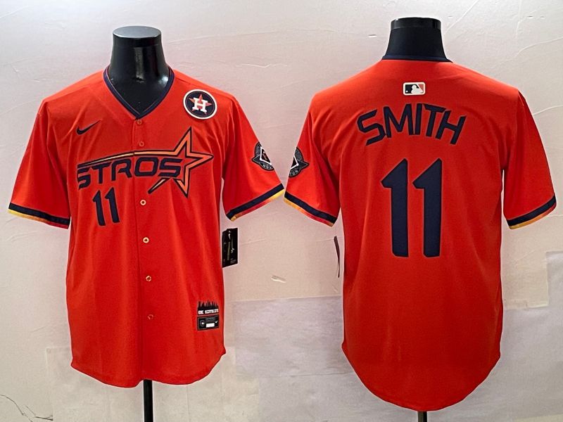 Men Houston Astros #11 Smith Orange three generations Joint Name Nike 2025 MLB Jersey style 4->houston astros->MLB Jersey